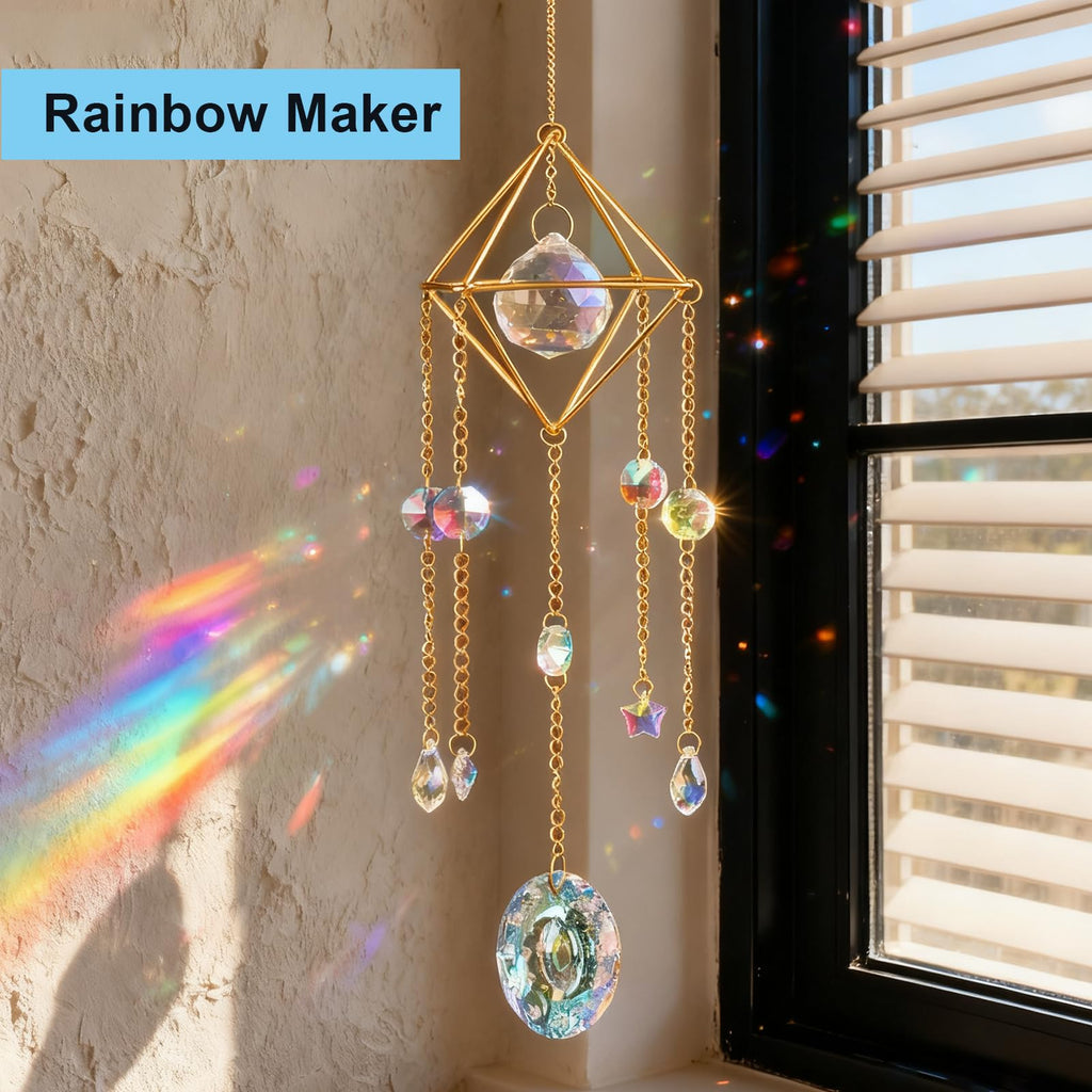 DIY Crystal Suncatcher Kit with Wind Chime, Sun and Moon Style