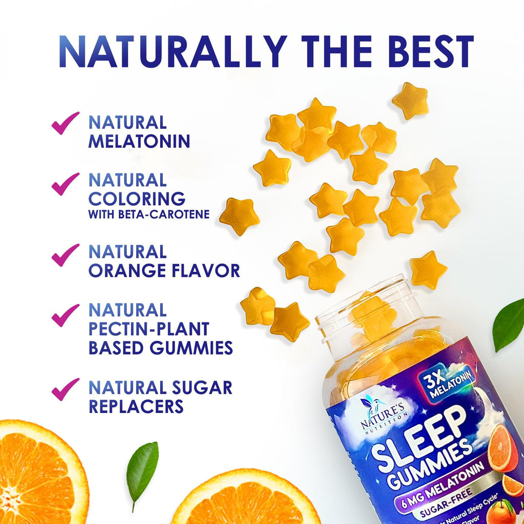 Melatonin Sleep Gummies - 6mg Per Serving - Sugar-Free Sleep Support Melatonin Gummy for Adults - Extra Strength Sleeping Gummy Supplement - Supports Restful Sleep - Tasty Orange Flavor - 120 Gummies