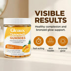 DXWXH Gleaux Tanning Gummies, Tanning Gummies for Women, Sunless Radiance Support with Beta Carotene, Astaxanthin & Lycopene, for Skin Health & Complexion Support, Mango Pineapple Flavor, 60 Gummies