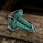 Bahamut Elegant Elven Green Tree Leaf Enamel Pins Brooch for Women Men Suit Pendant Necklace,Cloak Clasp Brooches Cosplay Jewelry (Green)