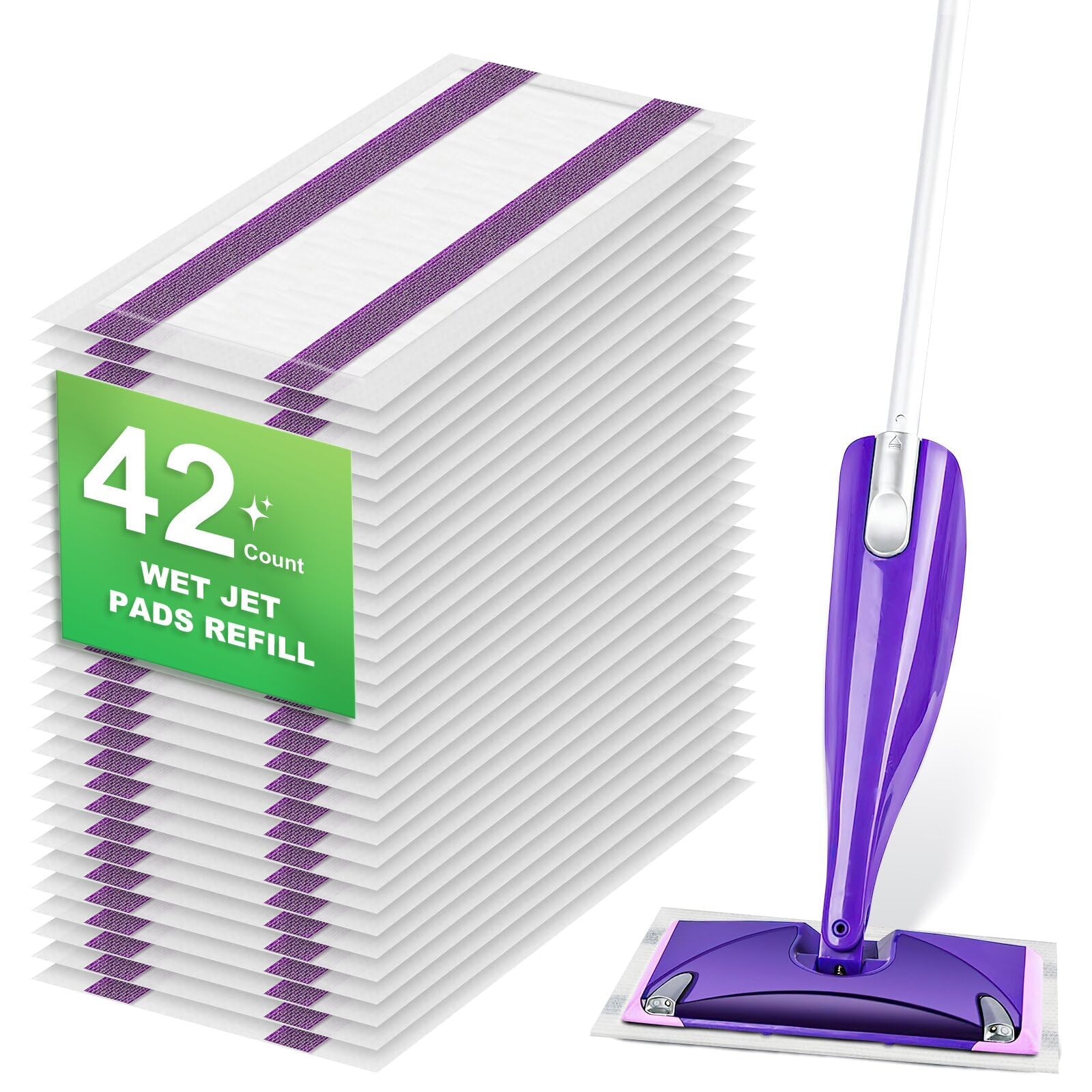 Chyodi 42 Count Disposable for Swiffer Wet Pads Refill Replacement for Swiffer WetJet Spray Mop, Extra Strong Dirt Locking and Water Absorbent, Powerful Stain Removal