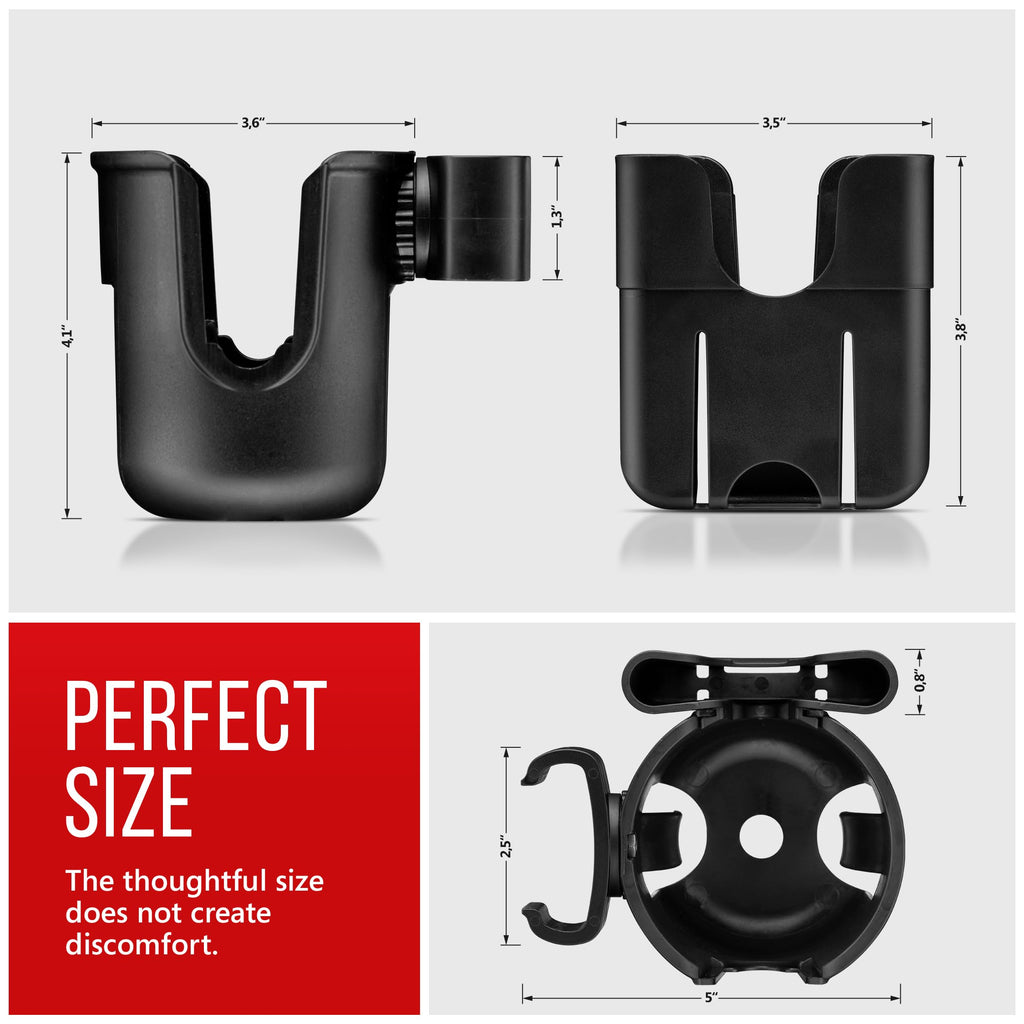 Clip-On Cup and Phone Holder – Exclusively Designed to be Compatible with Drive Medical Nitro Rollator Walkers
