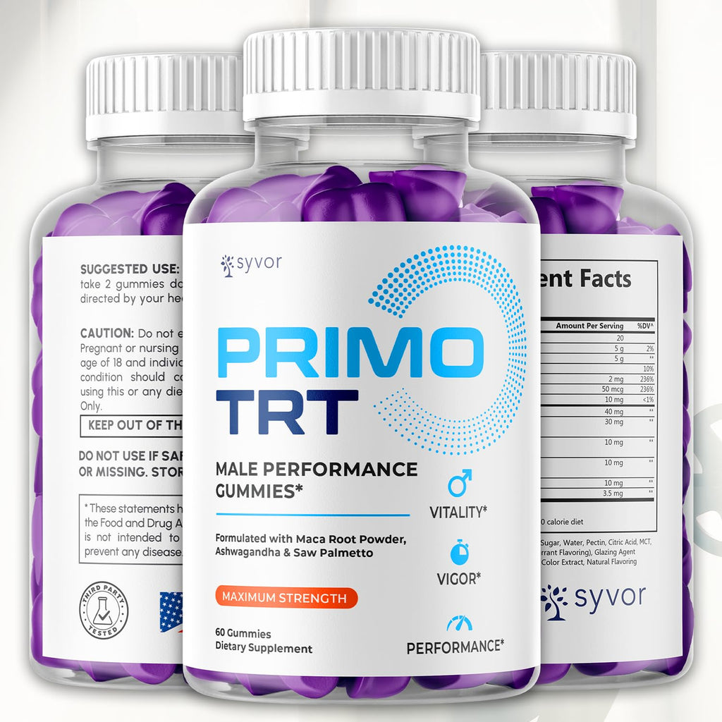 Primo TRT Gummies for Men, Official Primo TRT Male Performance Gummies with Maximum Strength Ingredients, Advanced PrimoTRT Male Health Support Gummy Supplement Premium Quality Vitamins (60 Gummies)