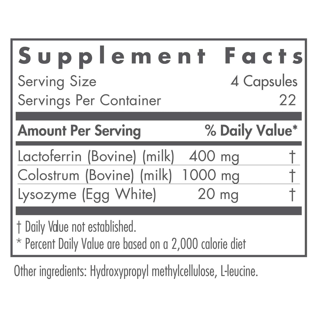 Allergy Research Group NutriCology Laktoferrin with Colostrum - Delivers 400 mg Lactoferrin & 1 g Colostrum - Supports Immune & Gut Balance - with Lysozyme Enzyme Support - 30 Servings - 90 Capsules
