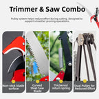 Pole Saws for Tree Trimming - 14FT Dual-Pulley Tree Pruner, Tree Trimmers Long Handle Pruner, Manual Pole Saw for Yard & Garden, Gardening Hand Tools
