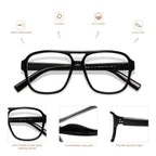 AMOMOMA 3 Pack Oversized Aviator Spring Hinge Reading Glasses for Women Men,Retro Blue Light Computer Reader Frame AM6081 C1+C2+C3 1.5X