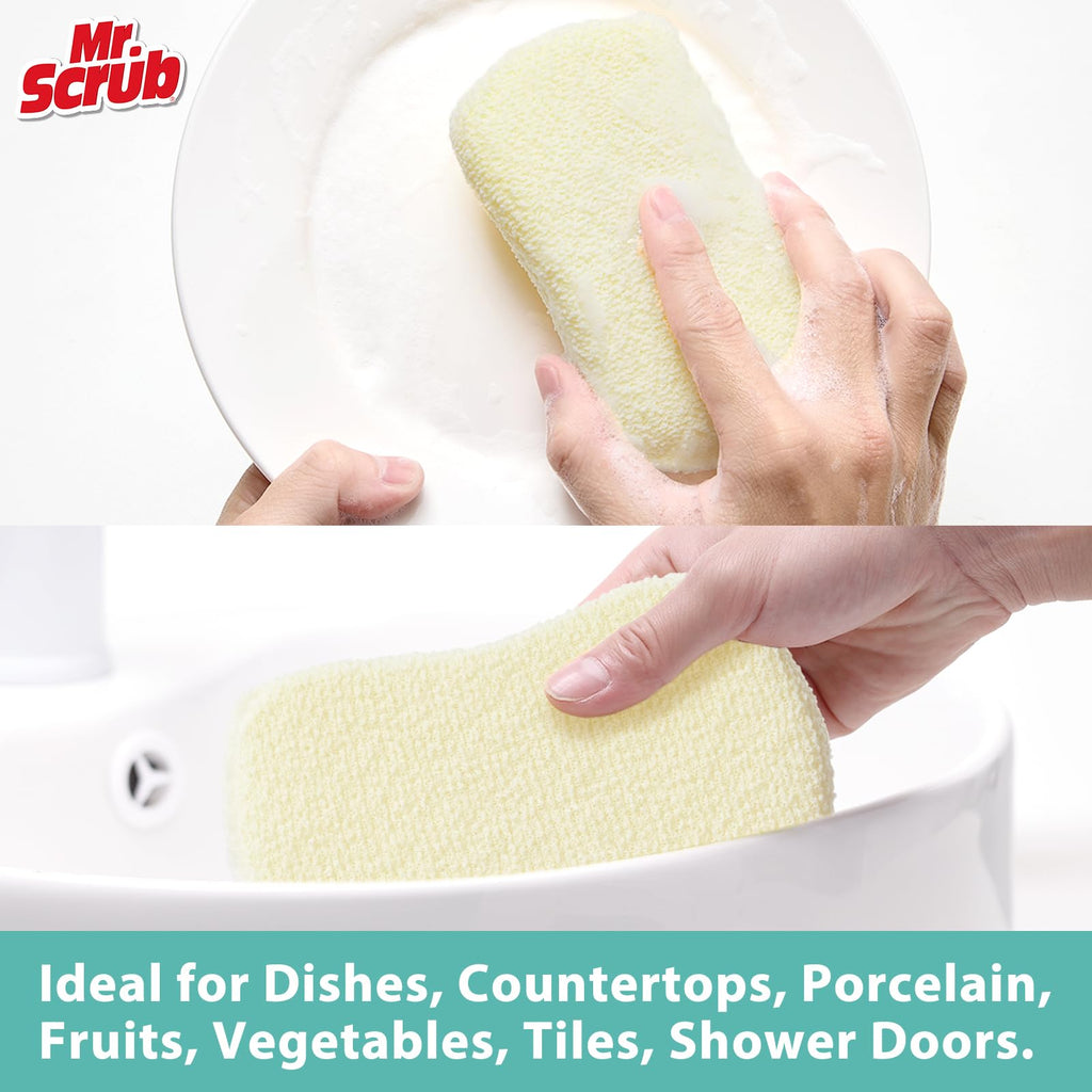Mr. Scrub Sponges Kitchen Scrub Dish Sponge Scouring Pad, 24 Pack Cleaning Brush Scrubber Supplies for Soap, Dishwashing Dinnerware Sets Pan Pot Glass Dishwasher Sink Bathroom Towels Cloth Rags Holder