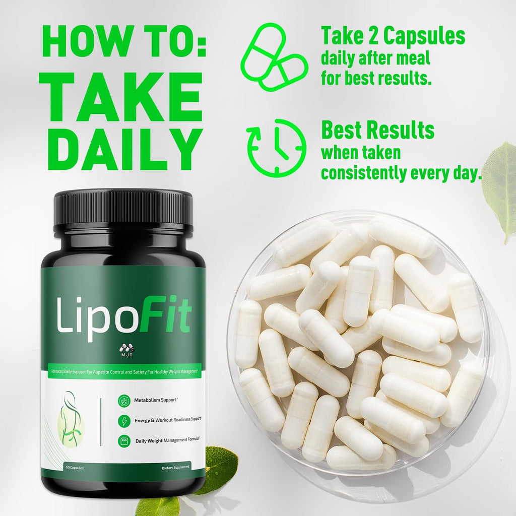 Lipo Fit Capsules, Official Lipo Fit Pills with All Natural Ingredients, Advanced Overall Health and Wellness Vitamin Supplement Formula for Maximum Strength Multivitamin Support (60 Capsules)