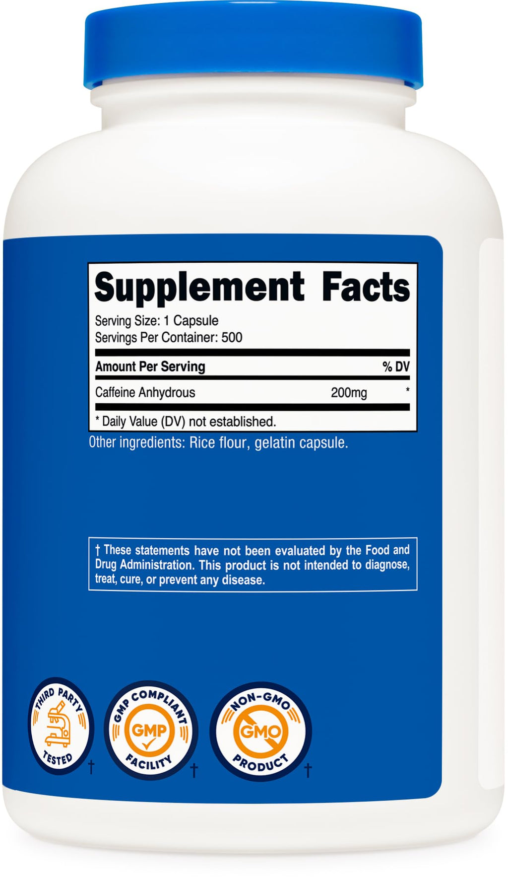 Nutricost Caffeine Pills, 200mg Per Serving (500 Caps)