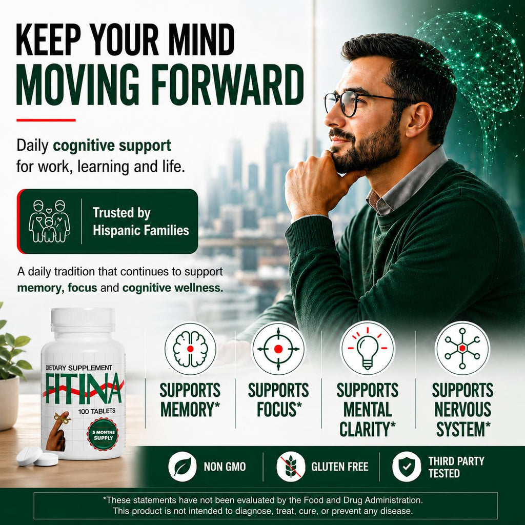 Fitina Brain Supplements for Memory and Focus with Vitamin B6 & Thiamine — High-Dose B Vitamins Nervous System and Cognitive Health Support, Daily Supplement Formula for Adults, 100 Tablets (2-Pack)