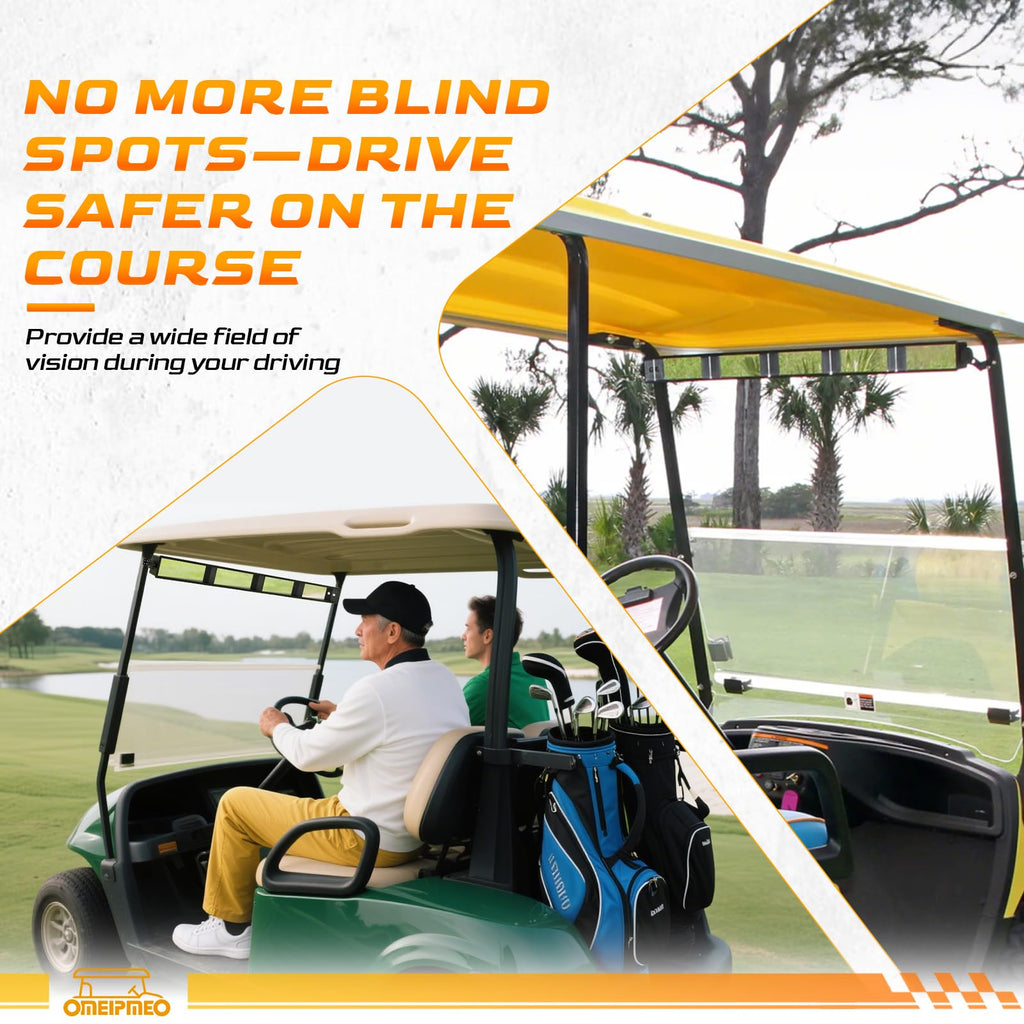 Universal Golf Cart 4 Panel Mirror, Wide Angle Rear View Mirror for YAMAHA, Club Car, EZGO, Golf Cart Mirrors Eliminate Blind Spots, High-Definition Vision, Anti-Shake