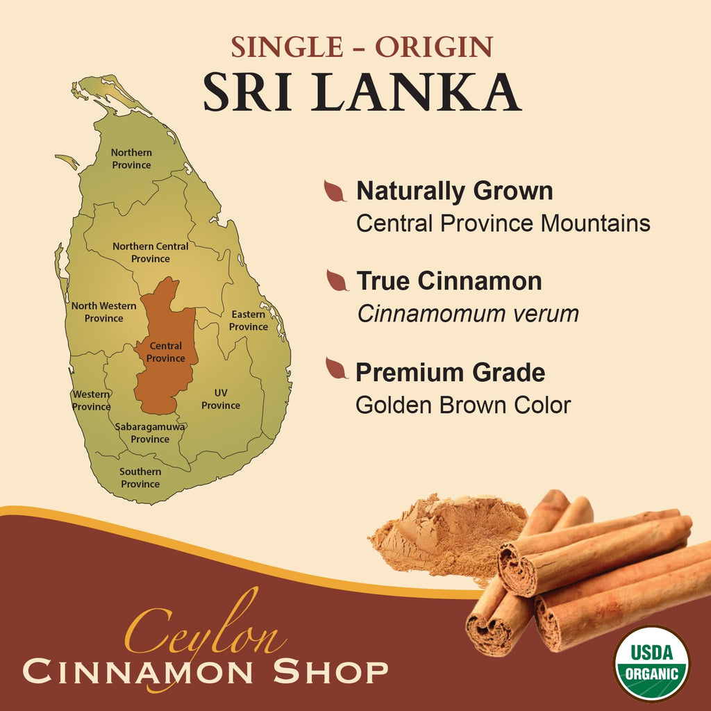 Ceylon Cinnamon Shop Organic Ceylon Cinnamon (100% Certified) Supplement, 90 Capsules