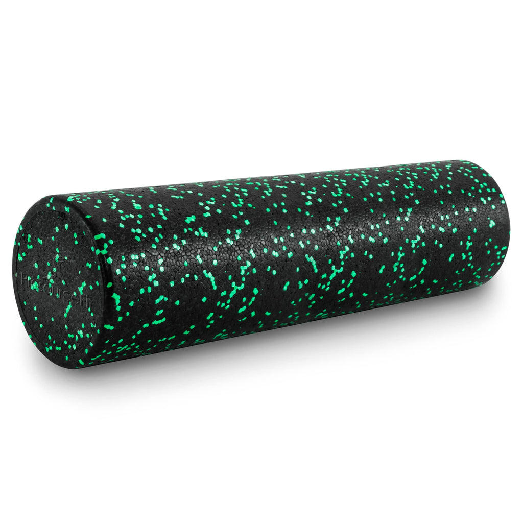ProsourceFit High Density Foam Rollers 24 - inches long, Firm Full Body Athletic Massage Tool for Back Stretching, Yoga, Pilates, Post Workout Muscle Recuperation, Black/Green