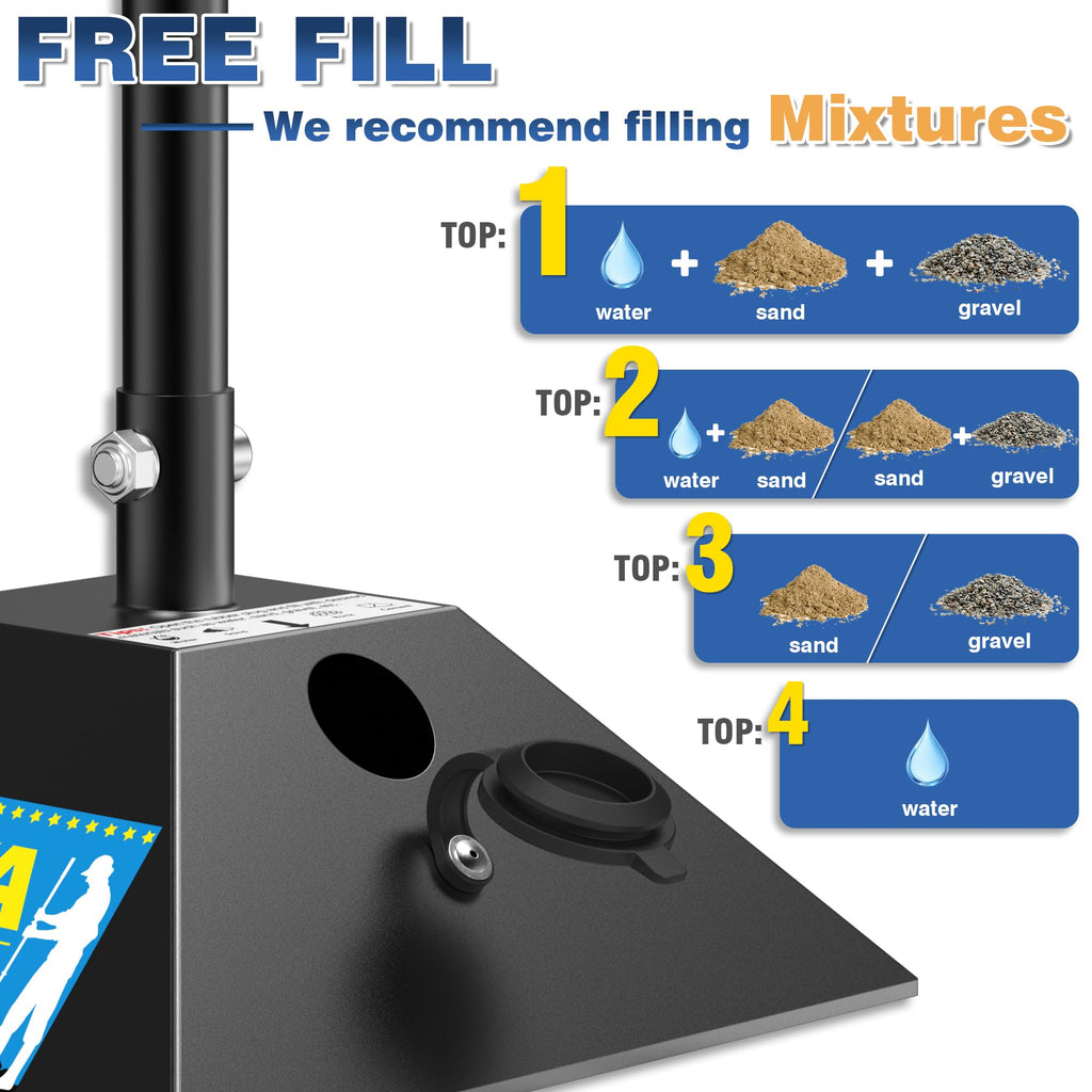 Steel Tamper 8"x8" with 49" Handle, Ground Tamper Tool Fillable Steel Base