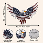 24" Large American Flag Bald Eagle Metal Wall Art, Patriotic Wall Decor