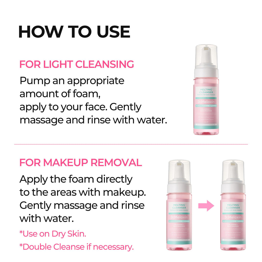 Dr.Melaxin Melting Cleanser - Hypoallergenic Makeup remover with Quick Bubble, Deep Pore Cleansing for all skin type, 150ml