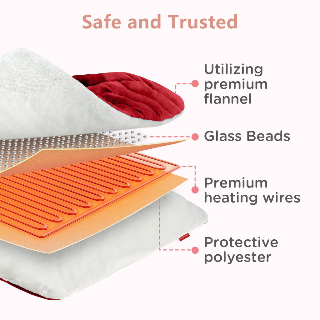 Comfytemp Weighted Heating Pad for Back & Period, 12x24 Extra Large Electric Heat Pad, 2.2 lb Neck Shoulder Heated Pad, 2H Auto-Off, Red