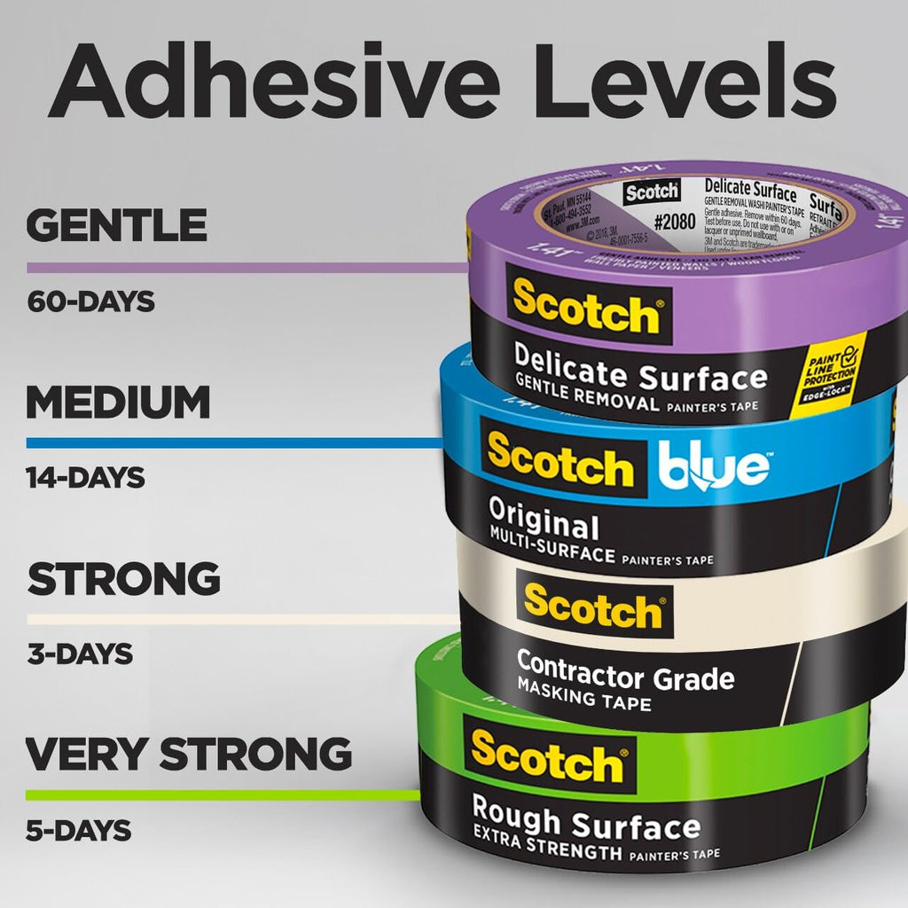Scotch Contractor Grade Masking Tape, 0.94 inches by 60.1 Yards (540 Yards Total per roll), 4 Pack