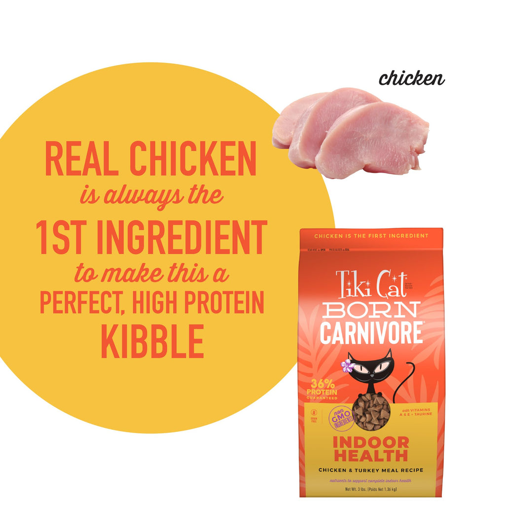 Tiki Cat Born Carnivore Dry Cat Food, Chicken & Turkey Meal, 3 lb Bag