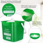 Matthew Red&Green&Blue Detergent and Sanitizing Cleaning Bucket 6 Quart Cleaning Pail,Set of 3 Square Containers,Built-In Spout w/Handle,Wash Rinse Sanitize Handwash Bucket,Incl.3Pcs Microfiber Cloths