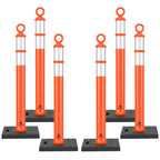 RoadHero 42 Inch Delineator Post with Base, Portable Orange Traffic Delineator Posts Cones with Reflective Collars for Parking Lots, Road Safety, Construction Events (6 Pack)