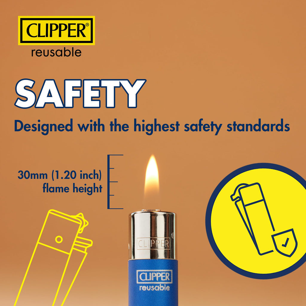 Clipper - Classic Large Reusable Lighter - Iconic Premium Refillable Lighters Bulk Pack - Replace Butane, Flint, and Spark Wheel for Unlimited Lights - 48 Pack - Zig-Zag Design