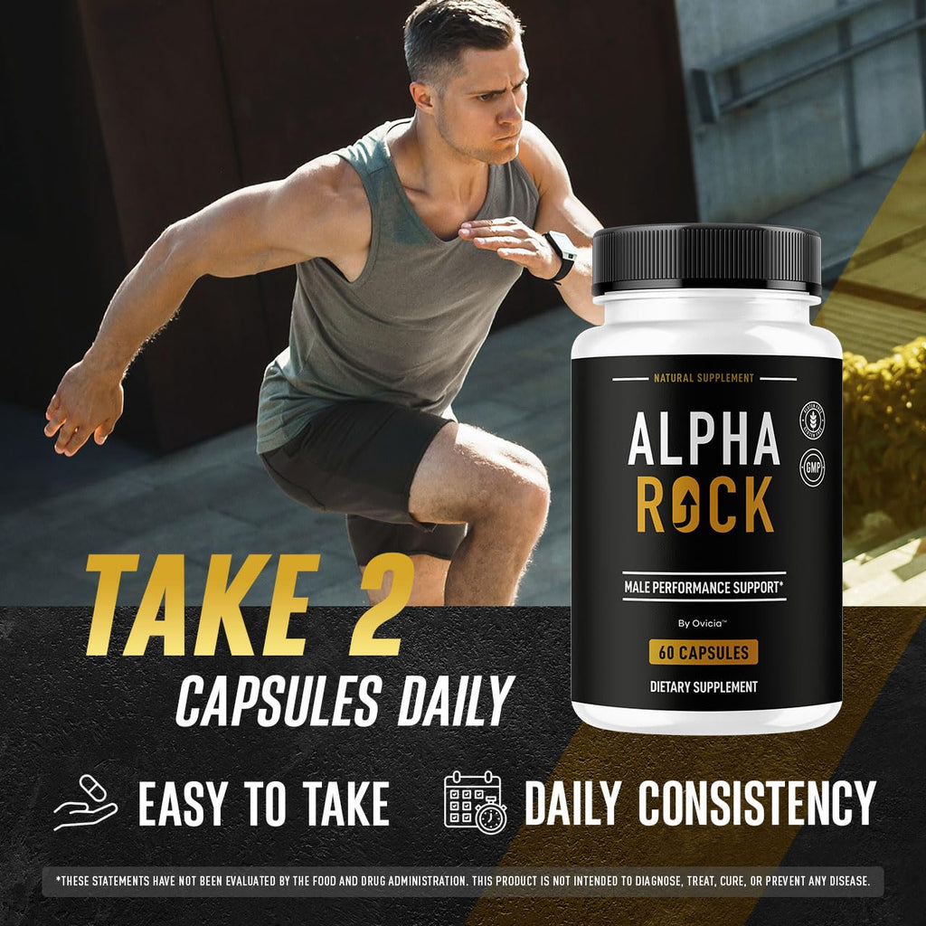 Alpha Rock - Alpha Rock Pills Support Natural Maximum Strength, Daily AlphaRock Capsules All Natural Advanced Formula Premium Vitamins for Overall Health & Wellness, 60 Capsules for 1 Month