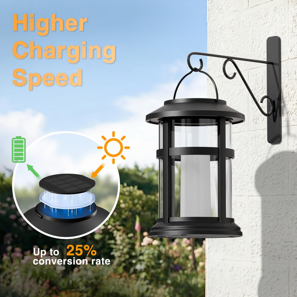 Otdair 6 Pack Solar Lanterns Outdoor Waterproof, Upgraded Flickering Flame Hanging Solar Lights for Outside, Solar Powered Lantern for Patio Yard Garden Porch Decor, Gift for Mom Housewarming