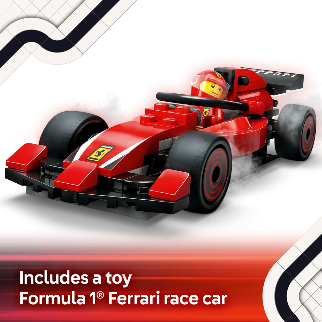 LEGO City F1 Pit Stop & Pit Crew with Ferrari Car Toy - Model Race Car Toy Building Playset for Kids - F1 Collectible for Fans - 6 Year Old Boy & Girl Birthday Gift - 60443