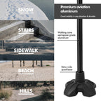 KINGGEAR F1 Walking Stick, Walking Cane for Women & Men, Self Standing Walkers for Seniors with Wrist Strap, Lightweight & Sturdy Offset EVA Handle and Large Quad Base