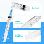 Meterbox 100 Pack 2.5ml Syringes with Needle - 23G 1 inch Disposable 2.5cc Luer Lock Syringe for Scientific Lab Use, Sterile Individually Wrapped