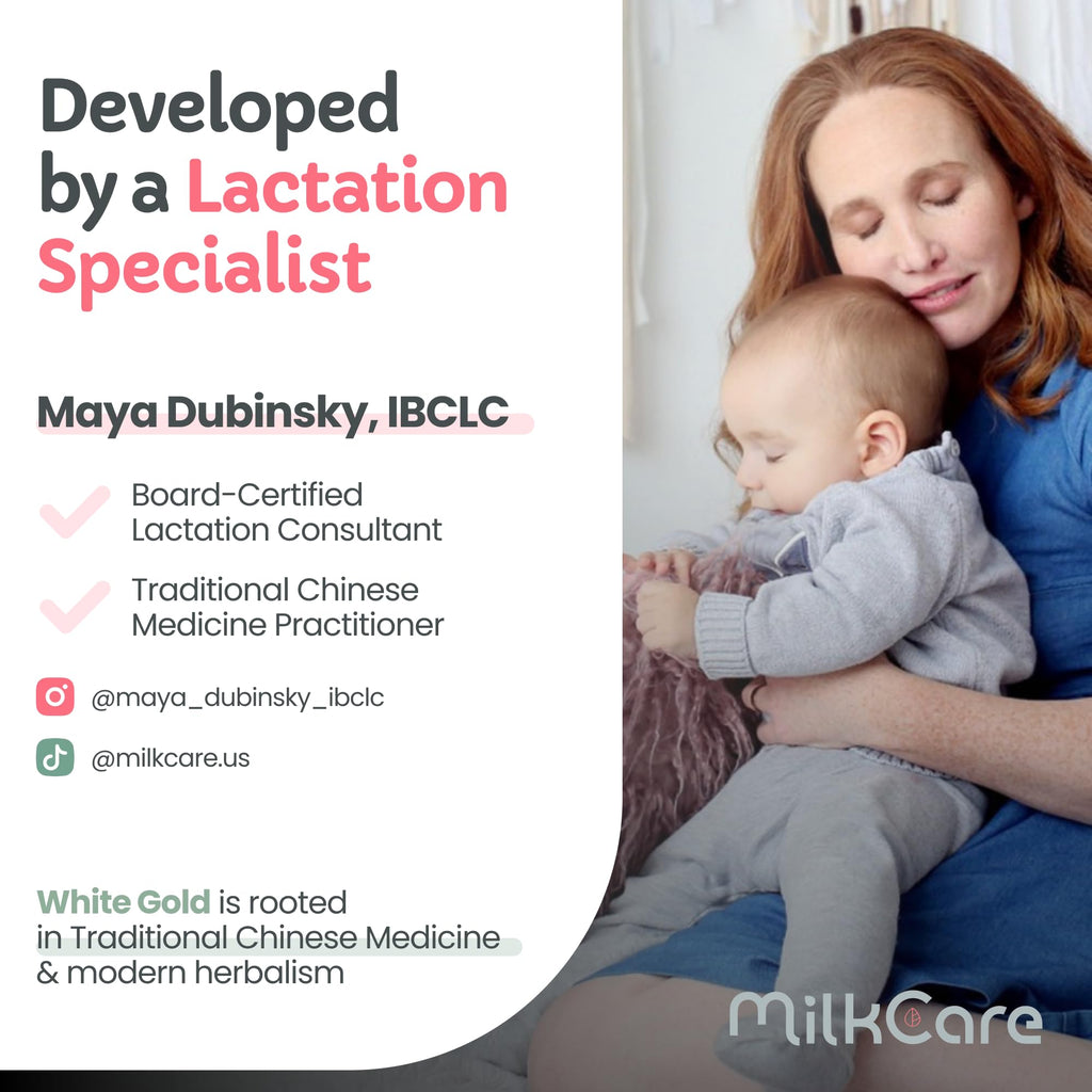 White Gold Lactation Supplement for Breast Milk Supply Increase & Flow – IBCLC-Formulated Breastfeeding Vitamins with Dong Quai Root, Shatavari, Milk Thistle – Fenugreek-Free – 60 Vegan Capsules