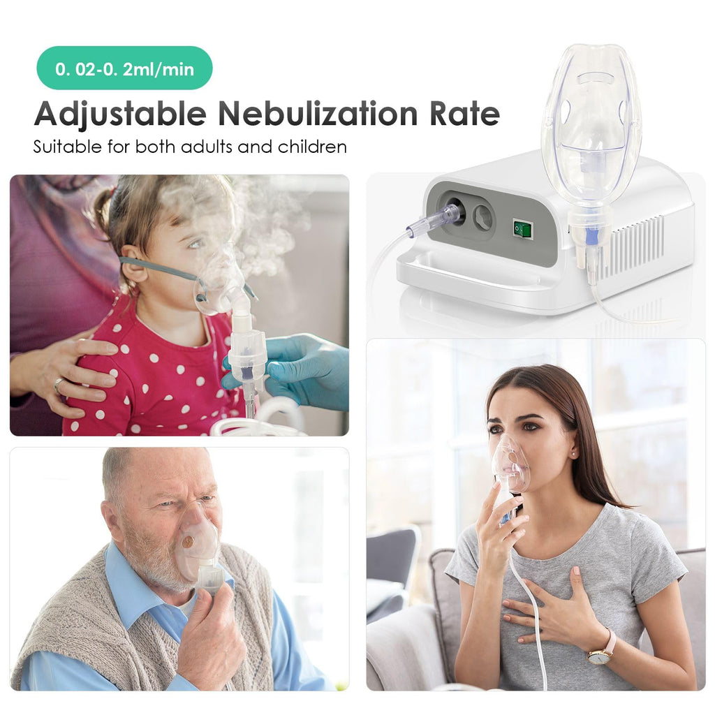 Nebulizer Machine for Adults & Kids with Mouthpiece and Mask, Desktop Compressor & Jet for Home Use-0518-CNB69025-LUE-B4