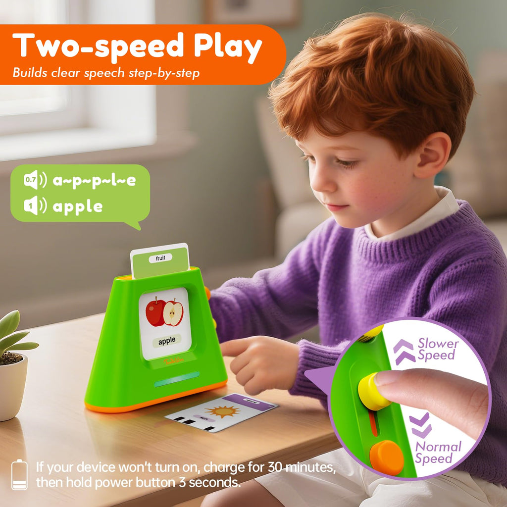 Teeniewins Talking Flash Cards for Toddlers: Self-standing & Dual-Speed Learning Toys with 448 Sight Words - Speech Therapy Toys for Autism Montessori Education - Birthday Gifts for Boys Girls Sensory
