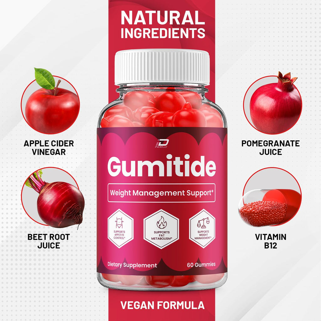 Gumitide ACV Gummies Supplement, Gumitide Gummy Advanced Formula Natural Ingredients, Reviews - 5 Pack - 300 Gummies