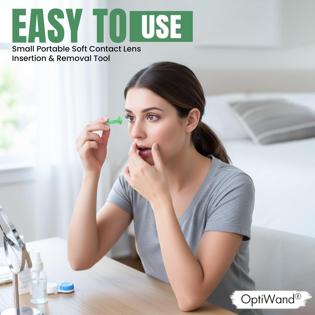 OptiWand 2 Pack Small Soft Contact Lens Removal & Insertion Tool - Silicone Rubber Soft Lens Applicator & Remover Device with Pincher End & Finger Grips - Safe & Easy on Eyes, Travel Size 1.75"