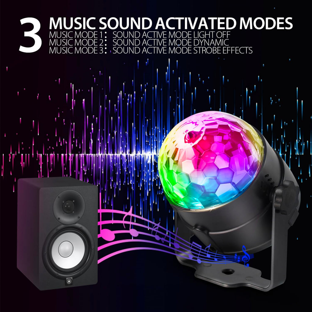 NEQUARE Disco Ball Party Lights 2-Pack, Sound Activated Strobe with Remote