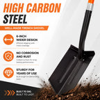 VNIMTI Trench Shovel Heavy Duty, 6-Inch Trenching Shovel with Fiberglass Handle, 58 Inches