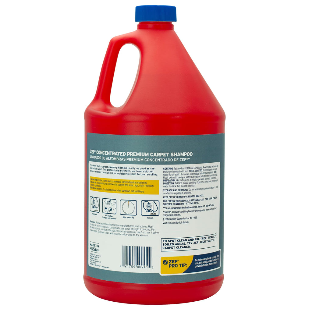 Zep Premium Carpet Shampoo - 1 Gal (Case of 4) - ZUPXC128 - Deep Cleaning and Stain Removal, For Carpet Machines