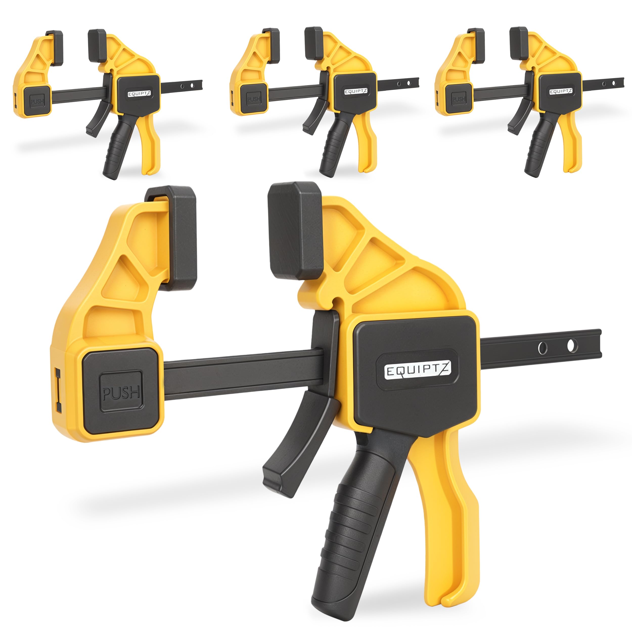 EQUIPTZ 6 inch Bar Clamps for Woodworking – 4 Pack Quick Grip Clamps Set with 150 lbs Force – Wood Clamps for Gluing, Carpentry, DIY, and Metalworking (6 inch Size, 4 Pack)