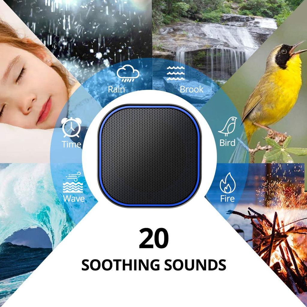 Magicteam Sound White Noise Machine with 20 Non Looping Natural Soothing Sounds and Memory Function 32 Levels of Volume Powered by AC or USB and Sleep Sound Timer Therapy for Baby Kids Adults
