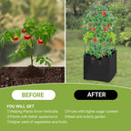 MQHUAYU 2 Pack Tomato Cages with 17 Gallon Grow Bags, 47” Heavy Duty Square Tomato Plant Stakes Support Cages Trellis for Garden Climbing Vegetables Flowers Fruits (47IN Tall, Extra-Bold)
