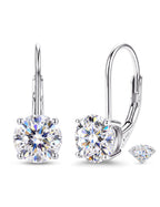 GEMQUEEN Moissanite Leverback Earrings 925 Sterling Silver 2CT