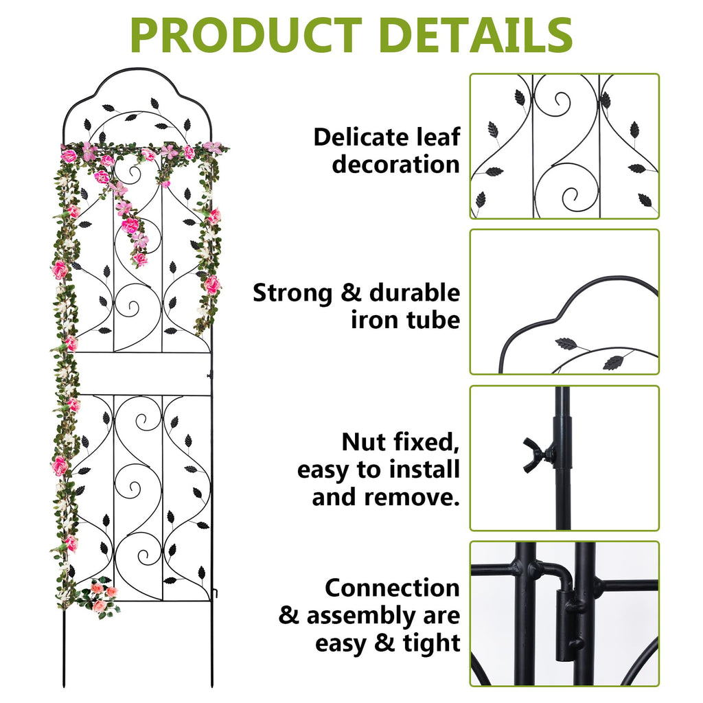 hogardeck Metal 84 * 19 Garden Trellis 2-Packs for Climbing Plants Flowers Vegetables Planting Arched Outdoor Decoration for Courtyards Lawns Gardens
