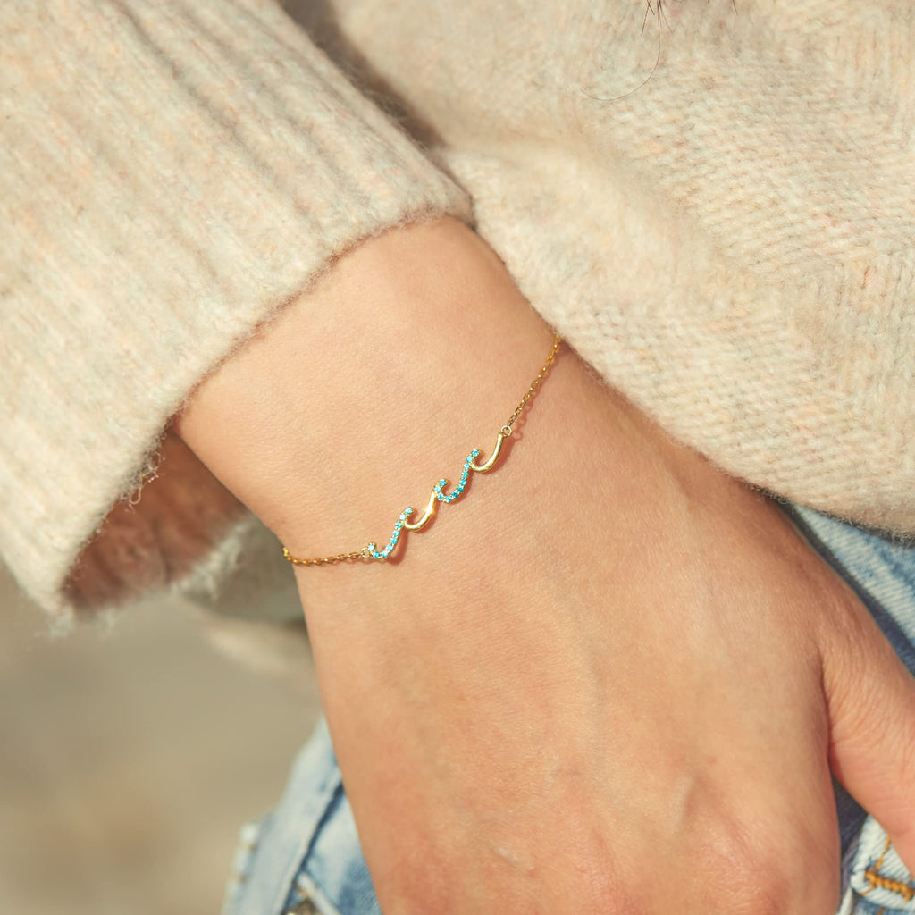STORYJEWELLERY Friend Bracelet, Friendship Gifts for Women, Friend Birthday Gifts for Women, Friendship Bracelets, BFF Gift, Sterling Silver Wave Bracelet
