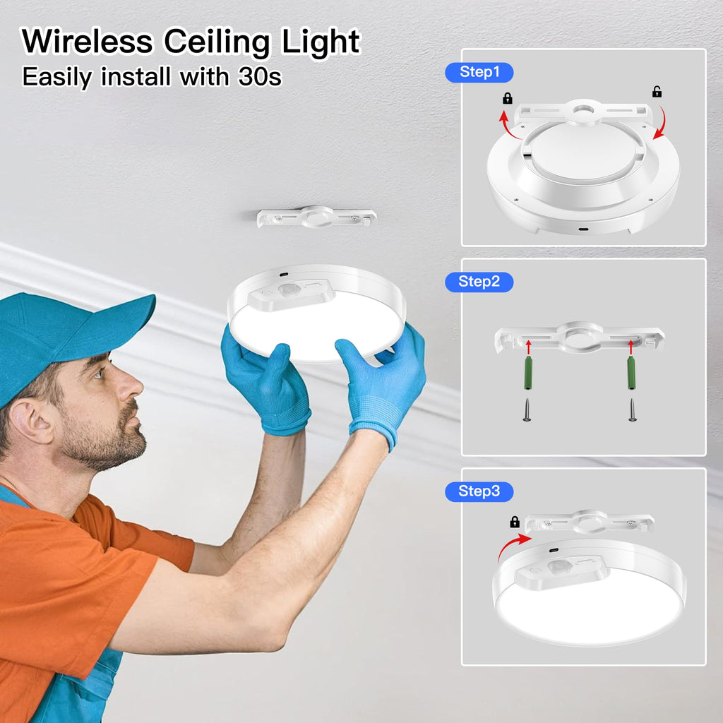 Homelist Newly Upgraded 8000mAh Rechargeable Motion Sensor Ceiling Light