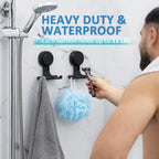 TAILI Suction Cup Razor Holder for Shower 2 Pack, Towel, Loofah, Shaver Holder for Shower Wall, Powerful Suction Cup Hooks for Inside Bathroom, Easy to Install and Reuse, Black