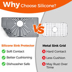 Snuggery Silicone Sink Protector for Kitchen Sink 28" x 15" – Flexible Sink Mat, Heat Resistant Grid, Non-Slip Rack, Easy to Clean Dishwasher Safe – Fits Farmhouse, Single & Double Bowl Sinks
