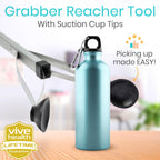 Vive Suction Cup Grabber Reacher 32" (2 Pack) - Elderly Grab It Reaching Pickup Tool Heavy Duty for Seniors - Trash, Sticks, Litter Picker Upper - Extra Long Reach Handle & Handy Extension Arm Claw