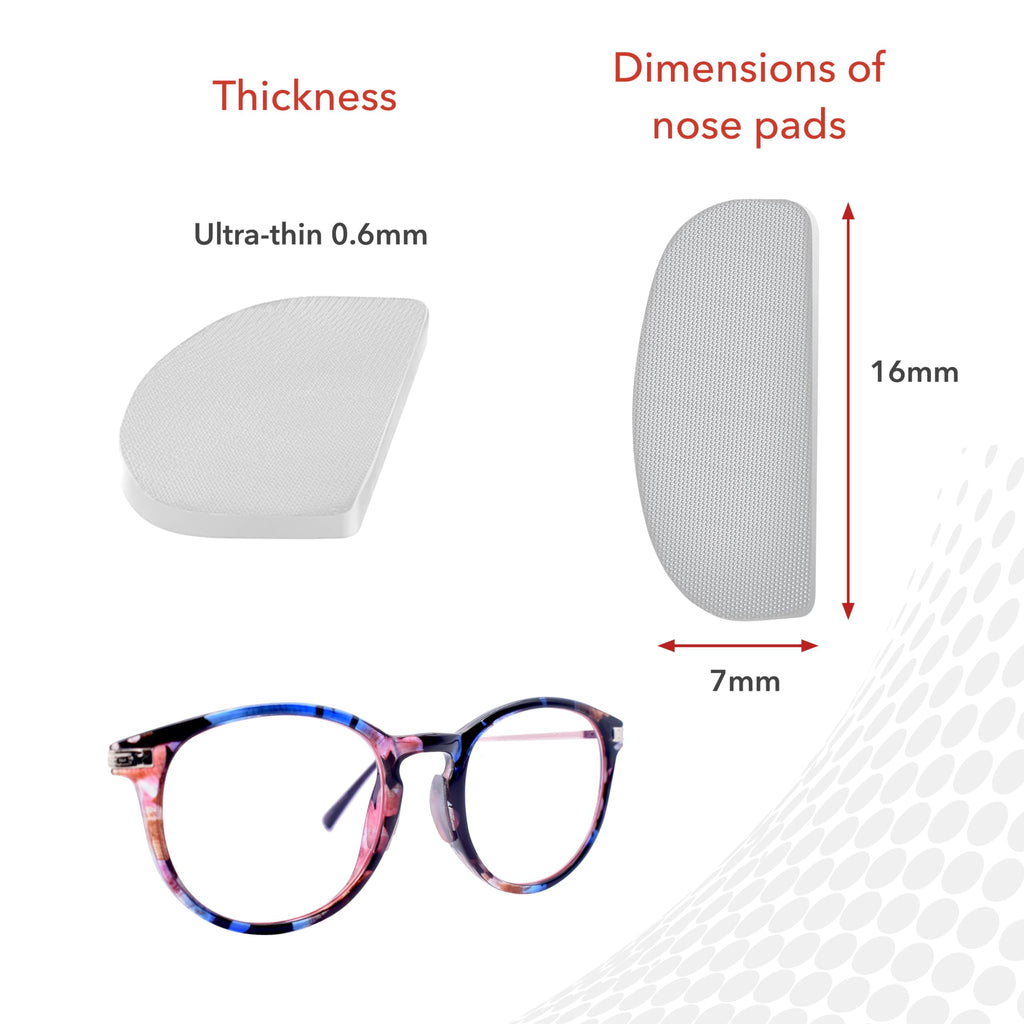 Setex Gecko Grip Ultra-Thin 0.6mm Anti Slip Eyeglass Nose Pads, (5 Clear Pair) USA Made, 2500 Innovative Microstructured Fibers per Nose Pad, 0.6mm x 7mm x 16mm